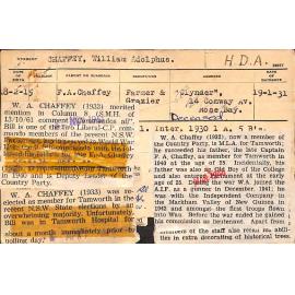 CHAFFEY, William Adolphus (Hawkesbury Diploma of Agriculture (HDA))