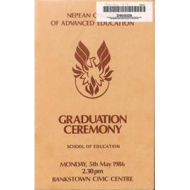 Graduation Ceremony - Nepean College of Advanced Education (NCAE) - Programme & Recipients - 5 May 1986