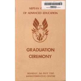 Graduation Ceremony - Nepean College of Advanced Education (NCAE) - Programme & Recipients - 9 May 1983