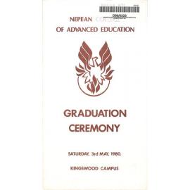 Graduation Ceremony - Nepean College of Advanced Education (NCAE) - Programme & Recipients - 3 May 1980