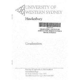 Graduation Ceremony - University of Western Sydney Hawkesbury (UWSH) - Programme & Recipients - Faculty Of Agriculture , Horticulture And Social Ecology 3 June 1993