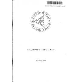 Graduation Ceremony - University of Western Sydney (UWS) - Programme & Recipients - April - MAY 2001
