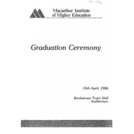 Graduation Ceremony - Macarthur Institute of Higher Education (MIHE) - Programme & Recipients - 1986