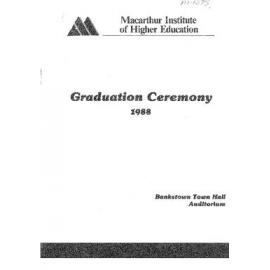 Graduation Ceremony - Macarthur Institute of Higher Education (MIHE) - Programme & Recipients - 1988