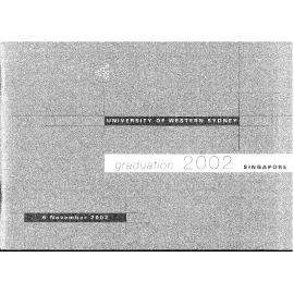 Graduation Ceremony - University of Western Sydney (UWS) - Programme & Recipients - Singapore - 6 Nov 2002