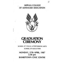 Graduation Ceremony - Nepean College of Advanced Education (NCAE) - Programme & Recipients - 27 April 1987
