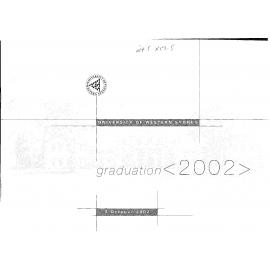 Graduation Ceremony - University of Western Sydney (UWS) - Programme & Recipients - 3 October 2002