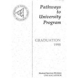 Graduation Ceremony - University of Western Sydney Macarthur (UWSM) - Programme & Recipients - Pathways to University Program - 1998