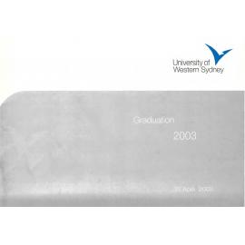 Graduation Ceremony - University of Western Sydney (UWS) - Programme & Recipients - 30 April 2003