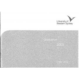 Graduation Ceremony - University of Western Sydney (UWS) - Programme & Recipients - 2 May 2003