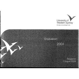 Graduation Ceremony - University of Western Sydney (UWS) - Programme & Recipients - Singapore - 1 Aug 2004