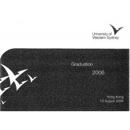 Graduation Ceremony - University of Western Sydney (UWS) - Programme & Recipients - Hong Kong - 13 Aug 2006