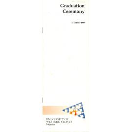 Graduation Ceremony - University of Western Sydney Nepean (UWSN) - Programme & Recipients - Faculty of Commerce/ Faculty of Education - 21 October 1993