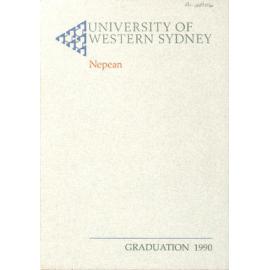 Graduation Ceremony - University of Western Sydney Nepean (UWSN) - Programme & Recipients - School of Business - 30 April 1990