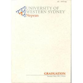 Graduation Ceremony - University of Western Sydney Nepean (UWSN) - Programme & Recipients - Faculty of Commerce/ Faculty of Humanities & Applied Science/ Faculty of Visual & Performing Arts - 9 May 1991