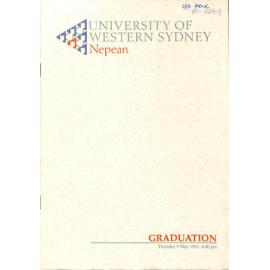 Graduation Ceremony - University of Western Sydney Nepean (UWSN) - Programme & Recipients - Faculty of Education - 9 May 1991