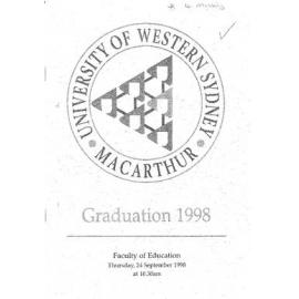Graduation Ceremony - University of Western Sydney Macarthur (UWSM) - Programme & Recipients - Faculty of Education - 24 September 1998