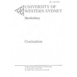 Graduation Ceremony - University of Western Sydney Hawkesbury (UWSH) - Programme & Recipients - Faculty of Health, Humanities & Social Ecology - 12 May 1994