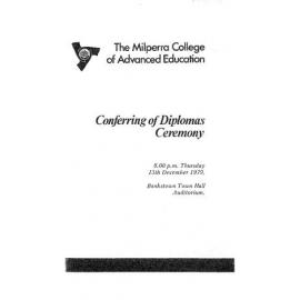 Graduation Ceremony - Milperra College of Advanced Education (MCAE) - Programme & Recipients - 1979
