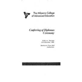 Graduation Ceremony - Milperra College of Advanced Education (MCAE) - Programme & Recipients - 1980