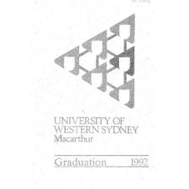 Graduation Ceremony - University of Western Sydney Macarthur (UWSM) - Programme & Recipients - 8 October 1992