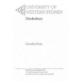 Graduation Ceremony - University of Western Sydney Hawkesbury (UWSH) - Programme & Recipients - Faculty of Management - 2 Jun 1993