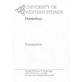 Graduation Ceremony - University of Western Sydney Hawkesbury (UWSH) - Programme & Recipients - Faculty of Science & Technology - 2 Jun 1993