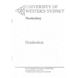 Graduation Ceremony - University of Western Sydney Hawkesbury (UWSH) - Programme & Recipients - Faculty of Health, Humanities & Social Ecology - 12 May 1994
