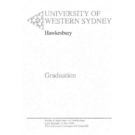 Graduation Ceremony - University of Western Sydney Hawkesbury (UWSH) - Programme & Recipients - Faculty of Agriculture & Horticulture - 12 May 1994