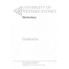 Graduation Ceremony - University of Western Sydney Hawkesbury (UWSH) - Programme & Recipients - Faculty of Science & Technology - 13 May 1994