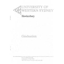 Graduation Ceremony - University of Western Sydney Hawkesbury (UWSH) - Programme & Recipients - Faculty of Management - 13 May 1994