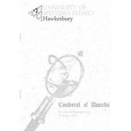 Graduation Ceremony - University of Western Sydney Hawkesbury (UWSH) - Programme & Recipients - Faculty of Management - 11 May 1995