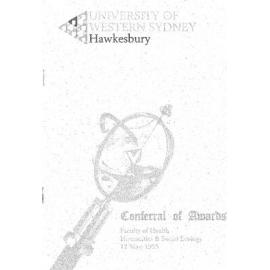 Graduation Ceremony - University of Western Sydney Hawkesbury (UWSH) - Programme & Recipients - Faculty of Health, Humanities & Social Ecology - 12 May 1995