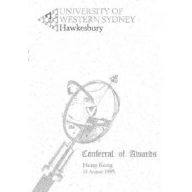 Graduation Ceremony - University of Western Sydney Hawkesbury (UWSH) - Programme & Recipients - Hong Kong - 19 Aug 1995