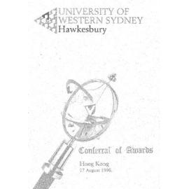 Graduation Ceremony - University of Western Sydney Hawkesbury (UWSH) - Programme & Recipients - Hong Kong - 17 Aug 1996