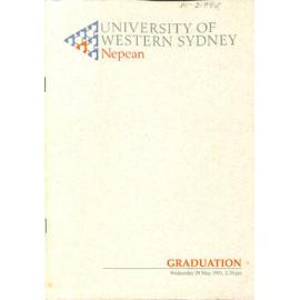 Graduation Ceremony - University of Western Sydney Nepean (UWSN) - Programme & Recipients - Faculty of Education/ Faculty of Health Studies/ Faculty of Science & Technology - 29 May 1991
