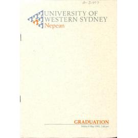 Graduation Ceremony - University of Western Sydney Nepean (UWSN) - Programme & Recipients - Faculty of Science & Technology/ Faculty of Education/ Faculty of Visual & Performing Arts/ Faculty of Commerce - 8 May 1992