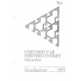 Graduation Ceremony - University of Western Sydney Macarthur (UWSM) - Programme & Recipients -22 September 1993