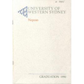 Graduation Ceremony - University of Western Sydney Nepean (UWSN) - Programme & Recipients - School of Business - 30 April 1990