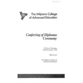 Graduation Ceremony - Milperra College of Advanced Education (MCAE) - Programme & Recipients - 1978