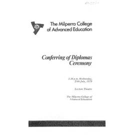 Graduation Ceremony - Milperra College of Advanced Education (MCAE) - Programme & Recipients - 1979