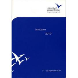Graduation Ceremony - University of Western Sydney (UWS) - Programme & Recipients - 21-23 September 2010