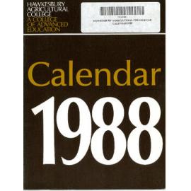 Calendar - Hawkesbury Agricultural College of Advanced Education (HACAE) - 1988