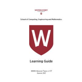 Learning Guide - Advanced Topics in ICT (300694) - Autumn 2017