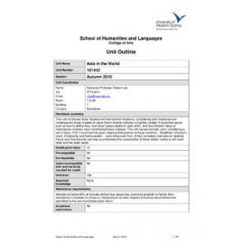 Learning Guide & Unit Outline - Asia in the World (101442) - Autumn 2010