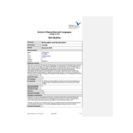 Learning Guide & Unit Outline - Bilingualism and Biculturalism (101449) - Autumn 2010