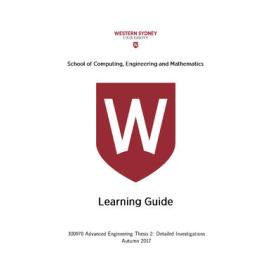 Learning Guide - Advanced Engineering Thesis 2: Detailed Investigations (300970) - Autumn 2017