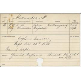 ALEXANDER, H R (Hawkesbury Diploma of Agriculture (HDA))