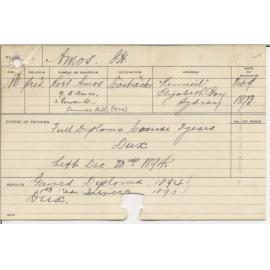 AMOS, Jack H (Hawkesbury Diploma of Agriculture (HDA) (Dux))