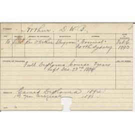 ARTHUR, D W B (Hawkesbury Diploma of Agriculture (HDA))